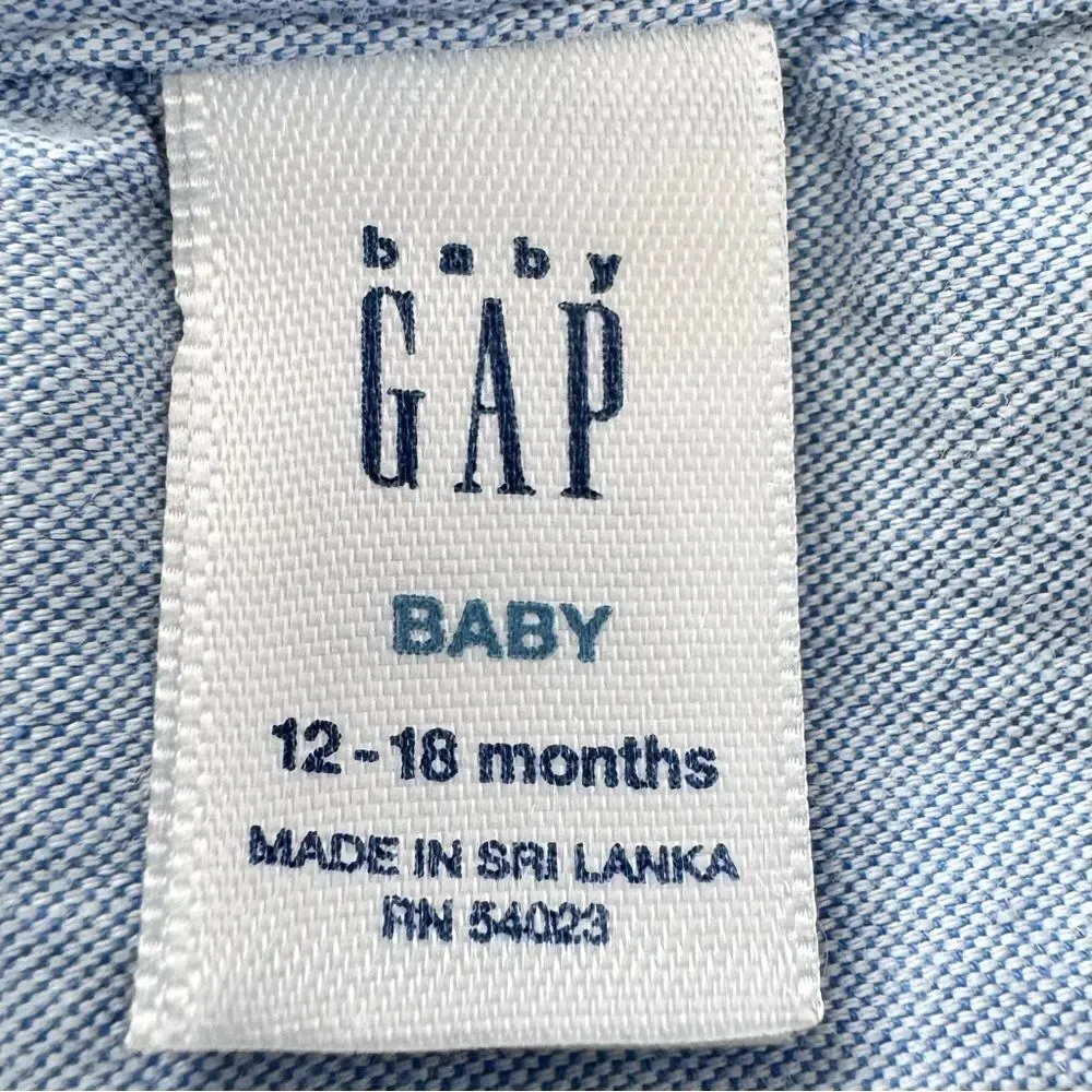 Baby Gap Boys Long Sleeve Striped Button Down Brannan Bear Shirt. 12-18 Months